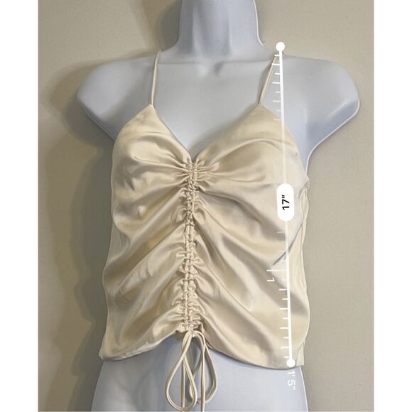 Y2K Cream Ruched Cami Tank XS - Picture 2 of 5